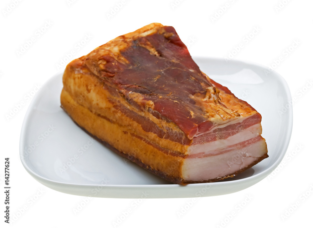 Close-up hunk of fat isolated on white