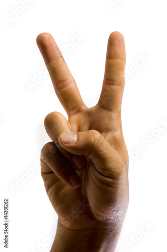 Two with hand sign