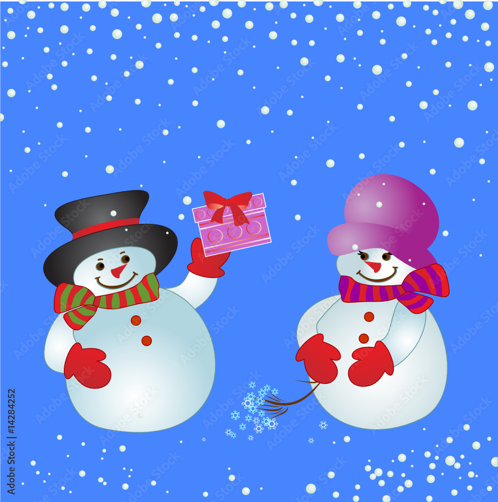 Christmas card with snowman Christmas card with snowman