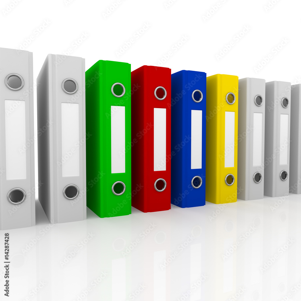 Row of ring binders on a white background Row of ring binders on a white background