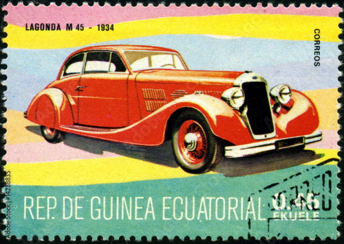 Rep de Guinea Ecuatorial. Lagonda M45 1934.Timbre postal photo