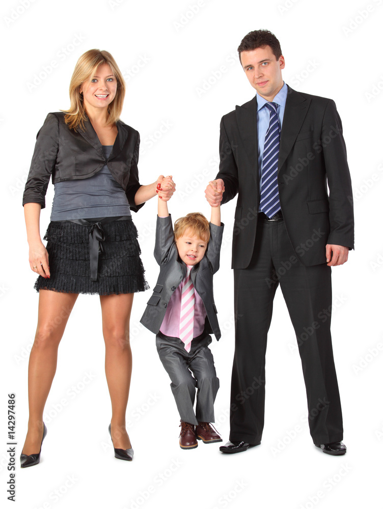 Parents hold son for hands, full body Parents hold son for hands, full body