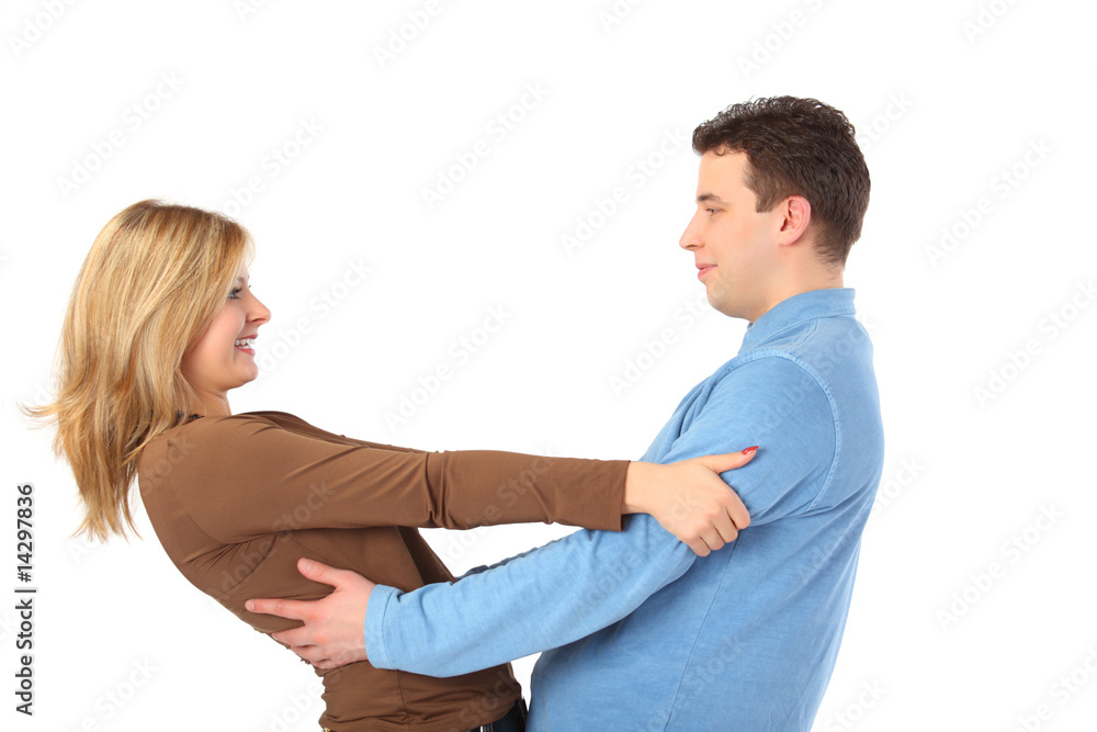 Young pair embraces Young pair embraces