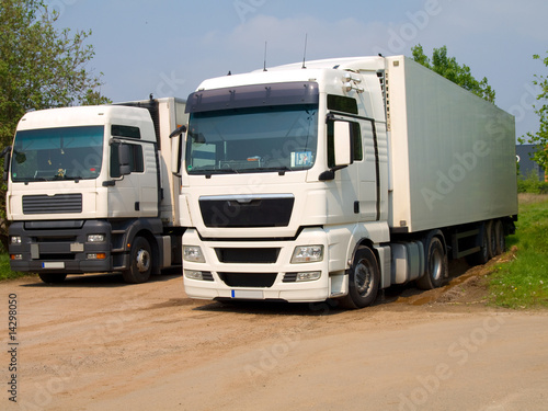 two white Semi Truck © motorolka