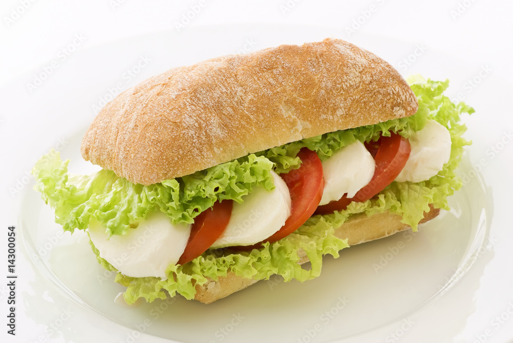 Fotografie Tomaten Mozzarella Baguette