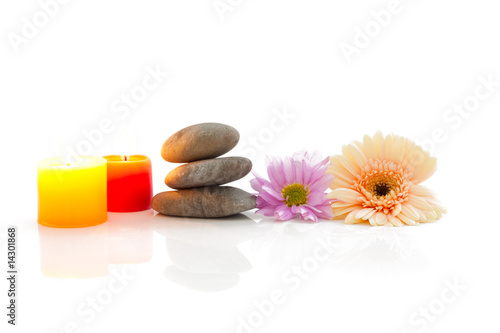 Flowers  candle  stones - spa theme