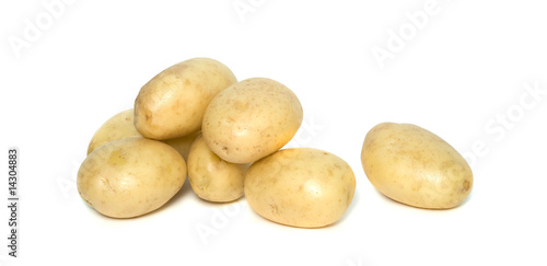 Pile of potatoes isolated on white background