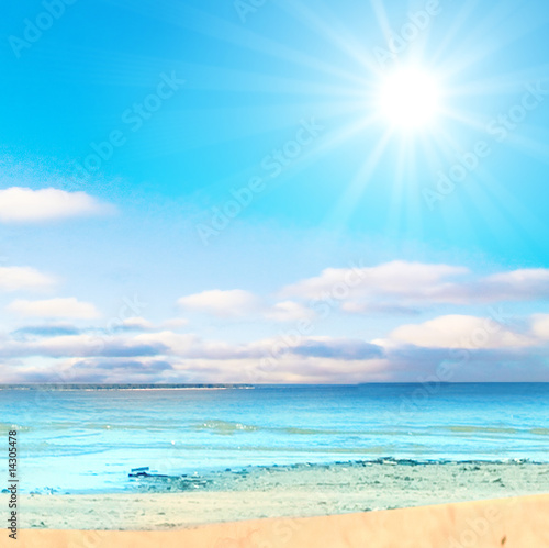 Summer sun shining over beach