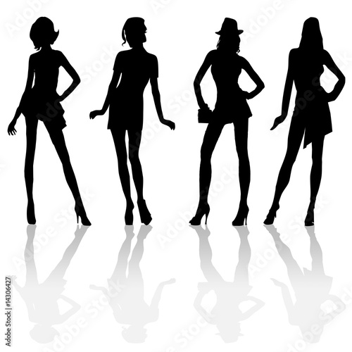 Four girls silhouette