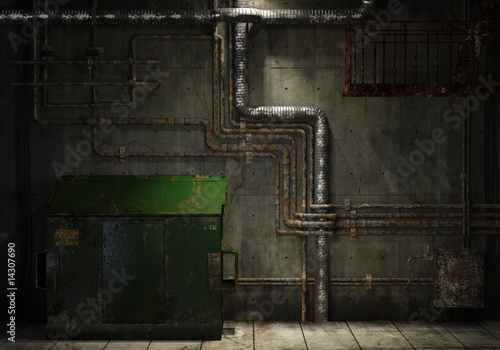 grungy pipes and dumpster background