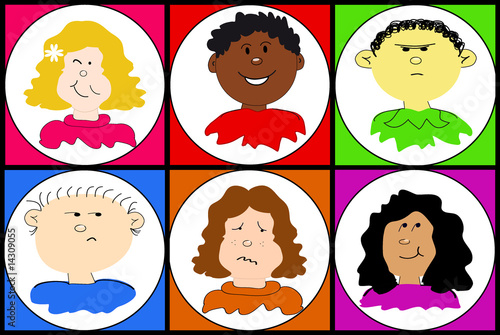 vector illustration of a six different emotions.