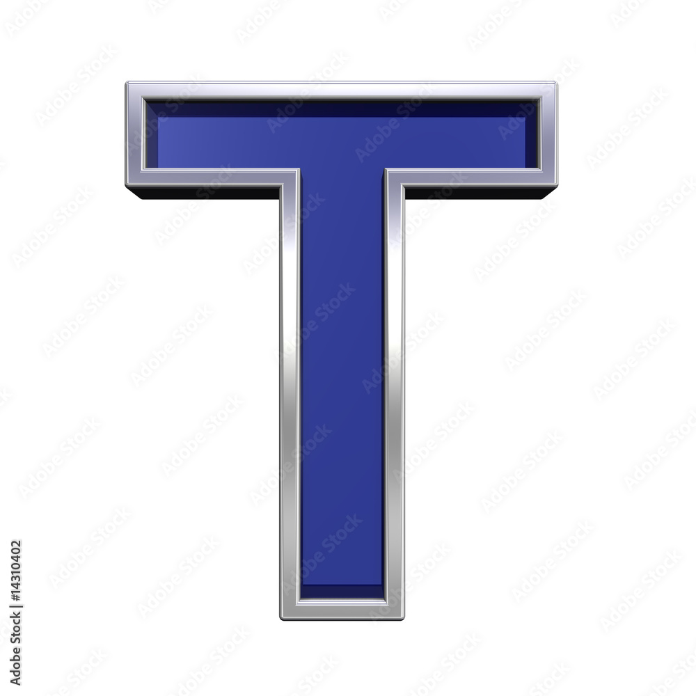 One letter from blue glass with chrome frame alphabet set One letter from blue glass with chrome frame alphabet set
