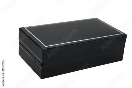 black leather gift box isolated on white