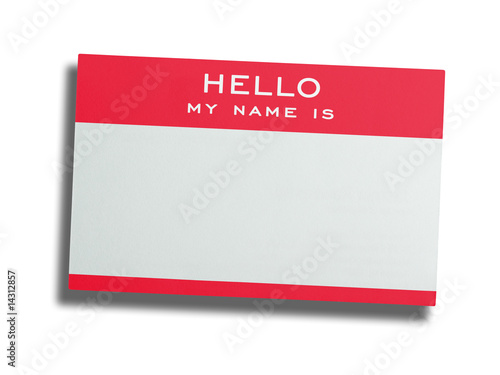Name tag isolated on white