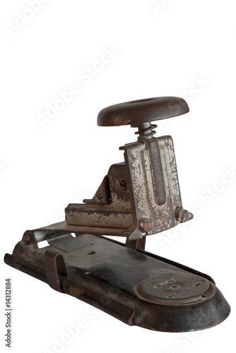 old stapler isolated on white