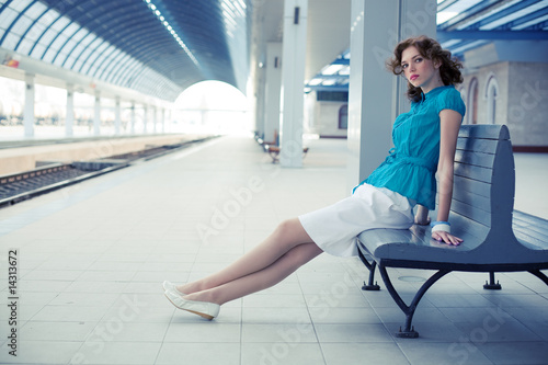 Attractive girl on railway station