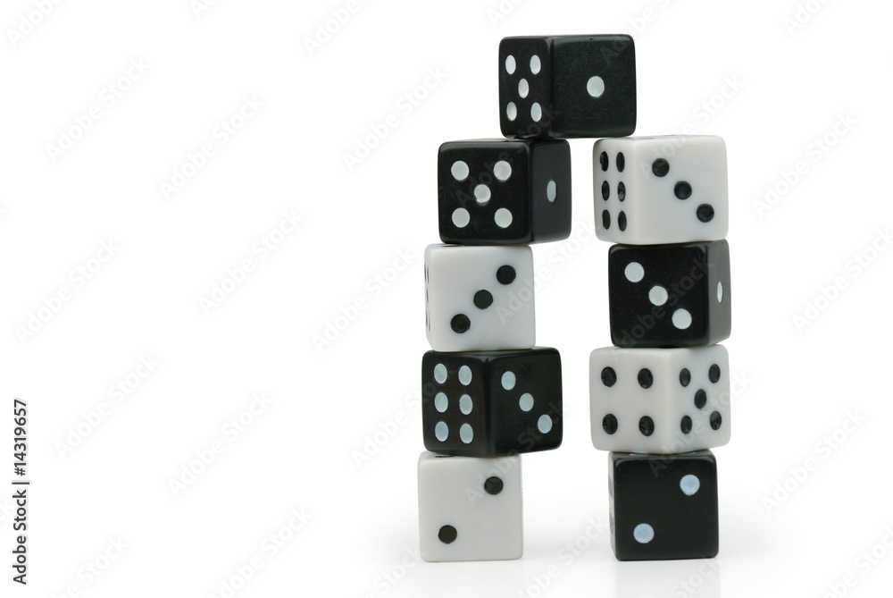Dices stack on the white Dices stack on the white