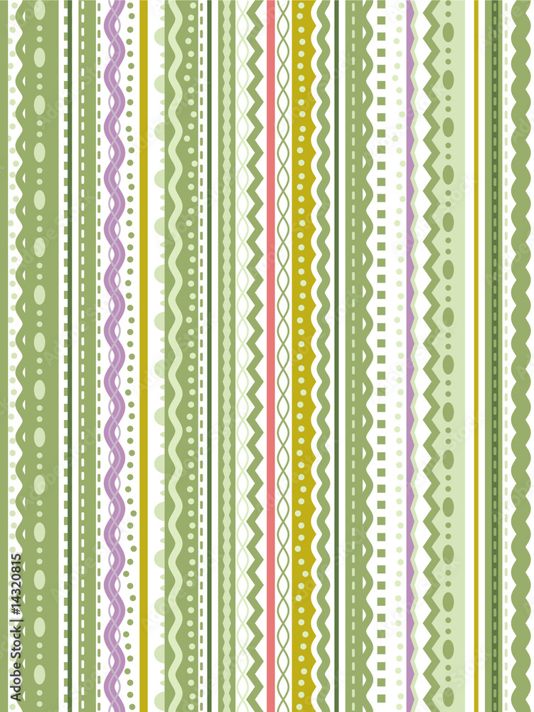 Seamless (repeatable) green and white ribbons background Stock Vector