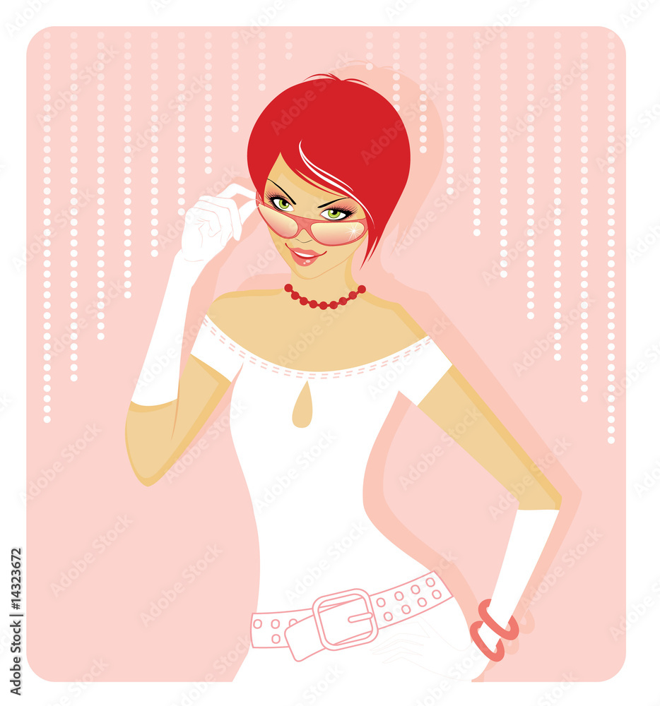 Beautiful girl in white dress, vector Beautiful girl in white dress, vector