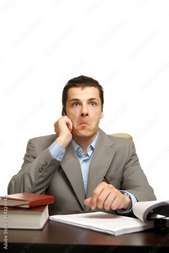 young businessman isolated against white background young businessman isolated against white background