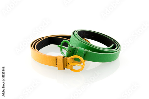 Green and yellow belt isolated on white background