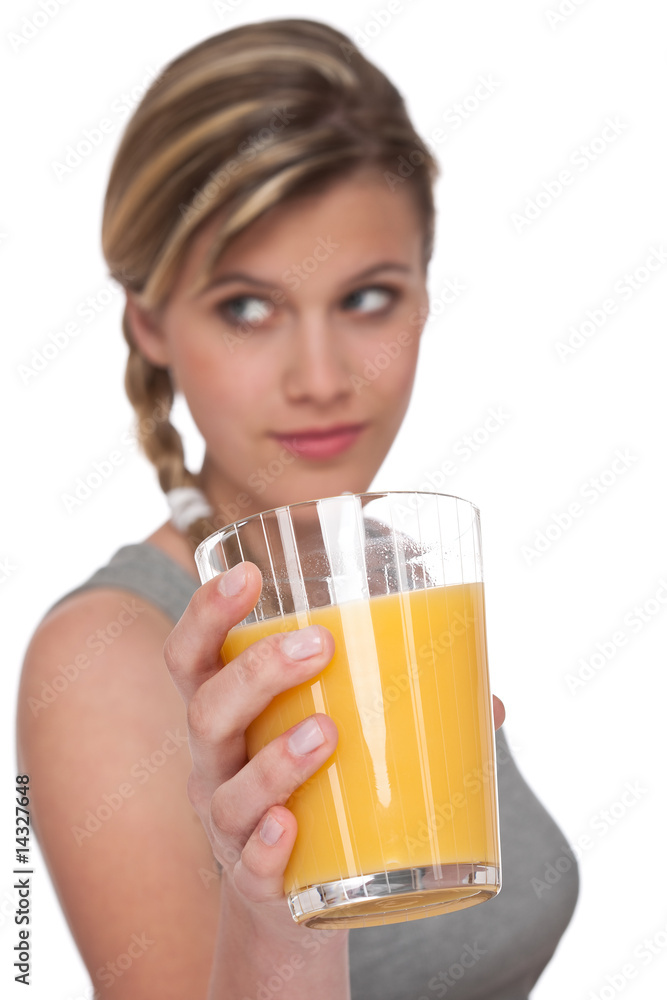 Healthy lifestyle series - Woman holding glass with orange juice Healthy lifestyle series - Woman holding glass with orange juice