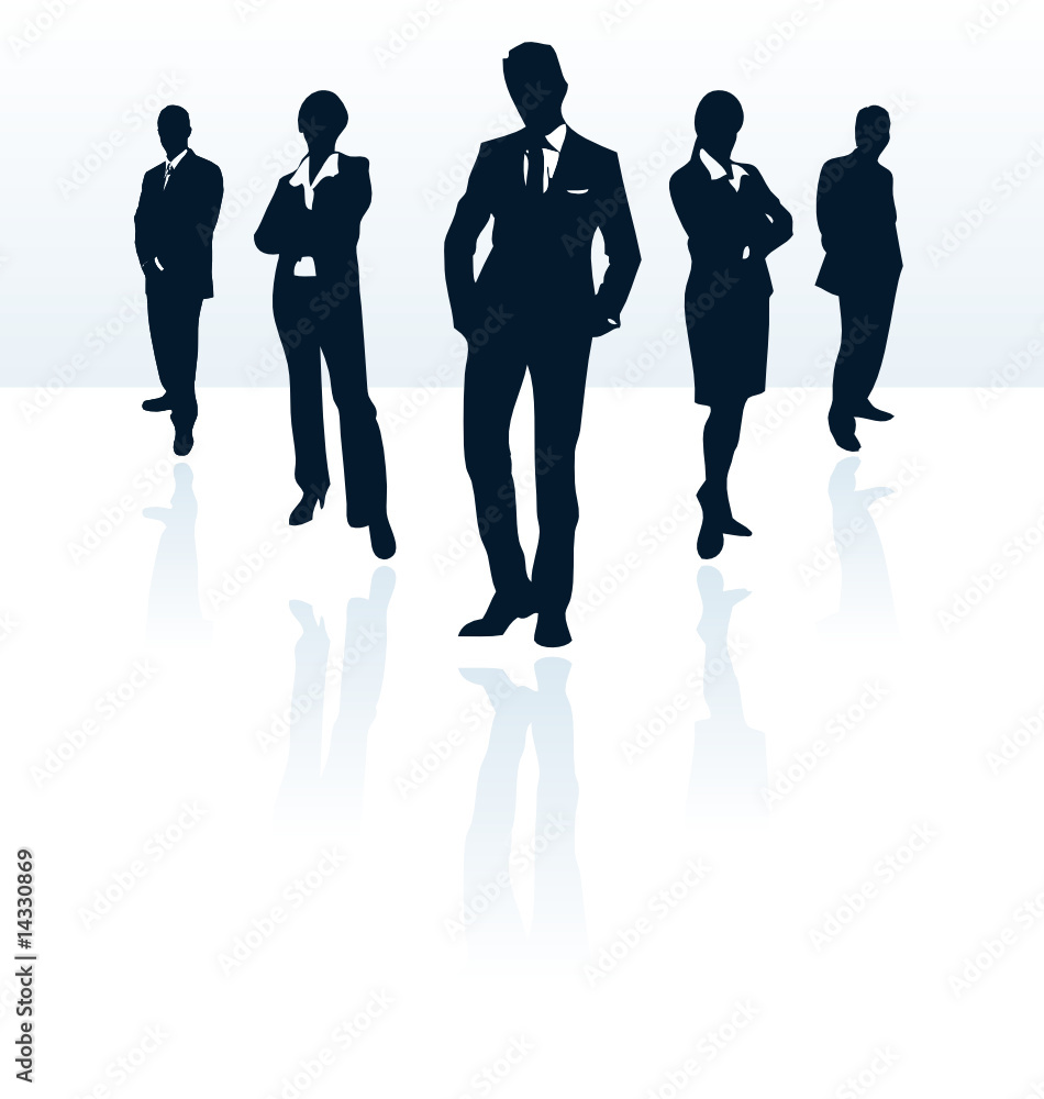 Silhouettes of vector business man and woman.