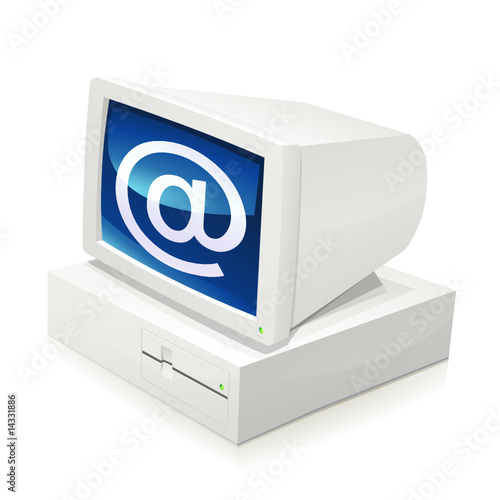 Ordinateur des années 80 et internet (reflet)