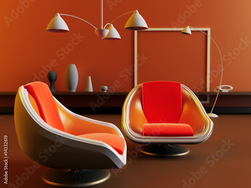 modern interior with arm-ch...