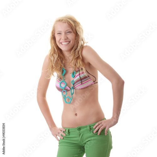 Young beautiful happy blond woman