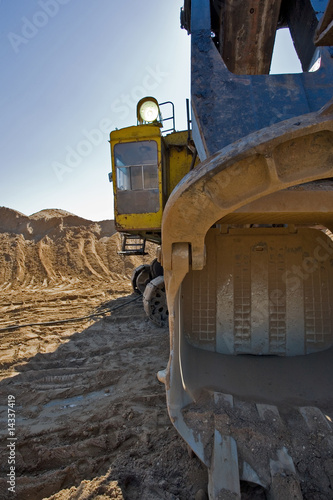 A close up on a big old excavator