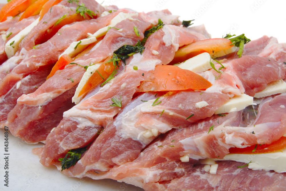 Larded raw pork