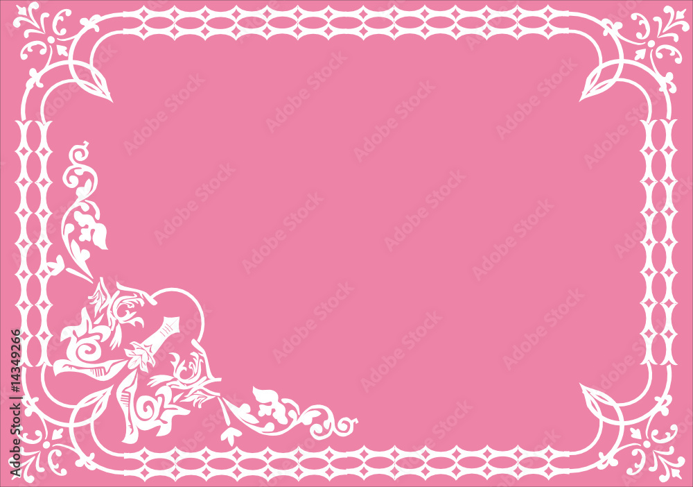 gorizontal white frame on pink