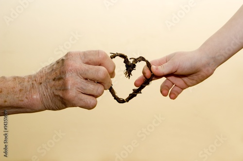 Εκτύπωση καμβά hand of grandmother and grandchild