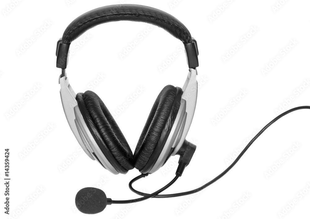 Big headset with a microphone. Isolated Big headset with a microphone. Isolated