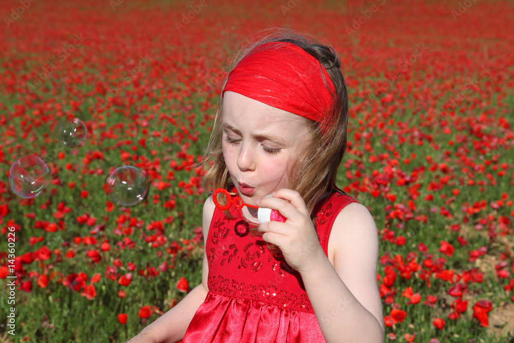 happy summer child playing blowing bubbles happy summer child playing blowing bubbles