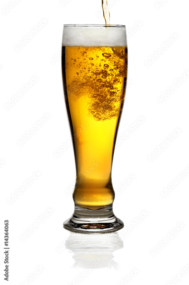 glass of beer isolated over a white background