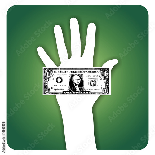 Palm with dollar bill