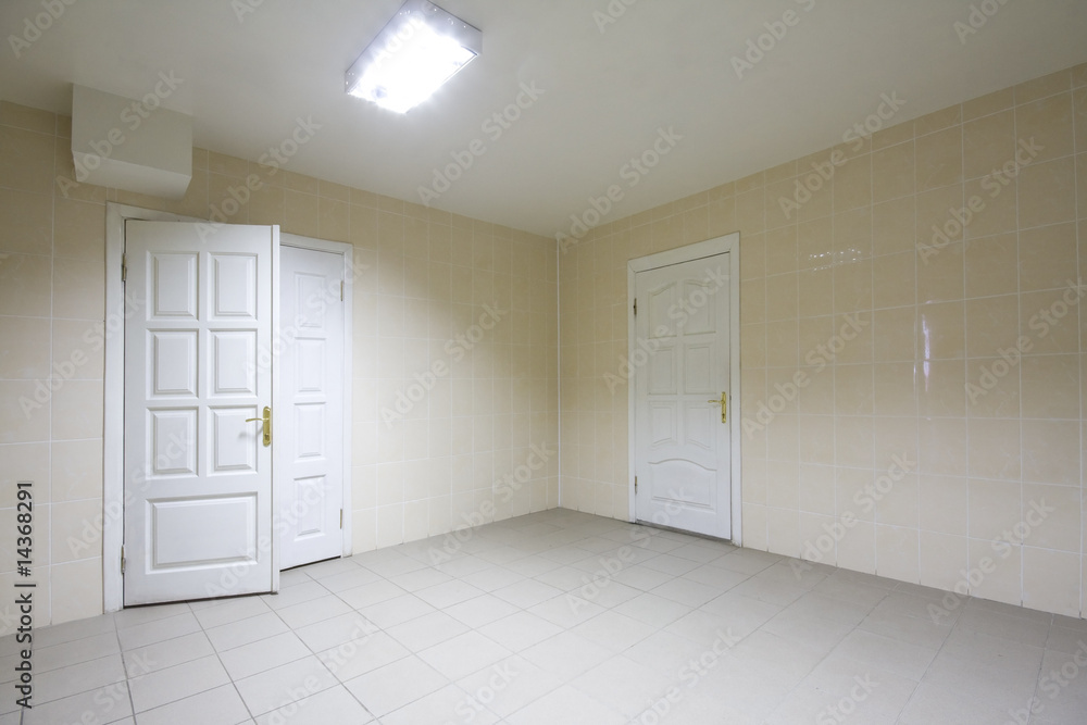 Empty hospital hall with electric lights Empty hospital hall with electric lights