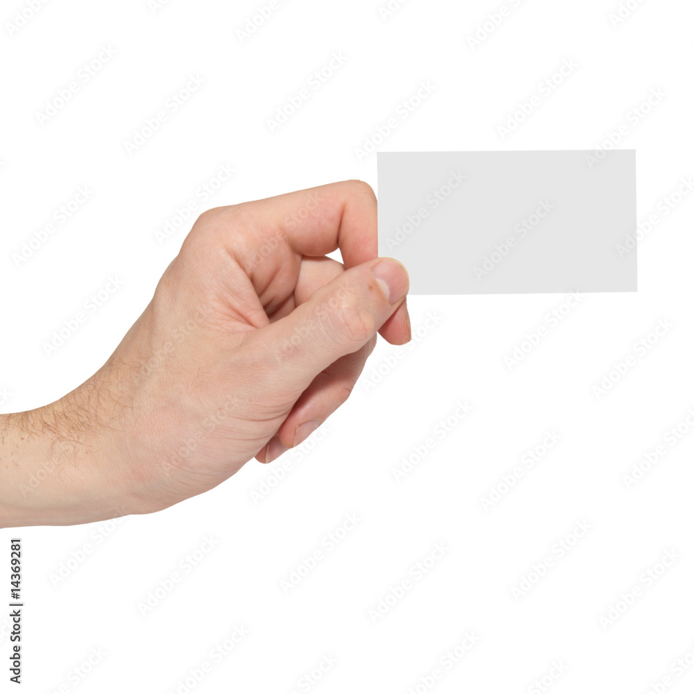 Fototapeta premium Gray card blank in a hand
