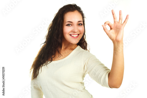 Wallpaper Mural woman showing the OK sign Torontodigital.ca