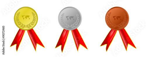 vector gold, silver and bronze award ribbons