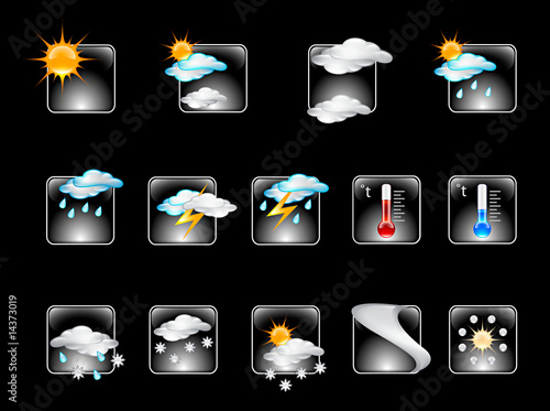 Weather Forecast Glossy Vector Icon Set v.01