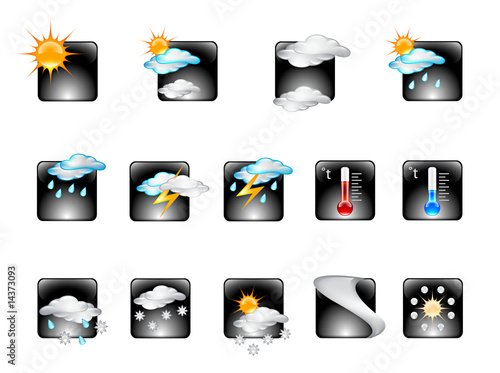 Weather Forecast Glossy Vector Icon Set v.02
