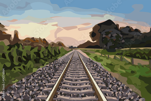 nice scenery with a rural railway track at sunset