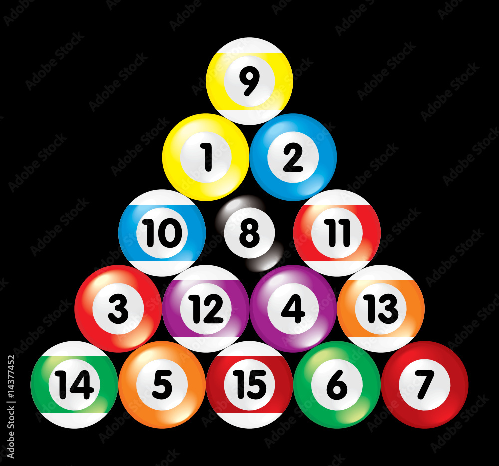 arranged billiard balls on black background arranged billiard balls on black background