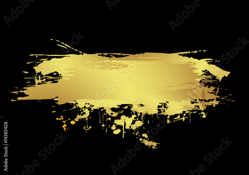 Golden paint splash grunge banner