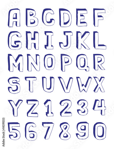 Hand Drawn Alphabet and Digits