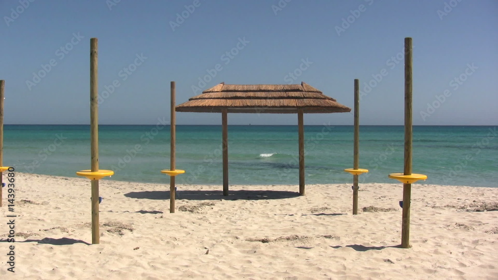 Beach umbrella and transparent Sea Beach umbrella and transparent Sea