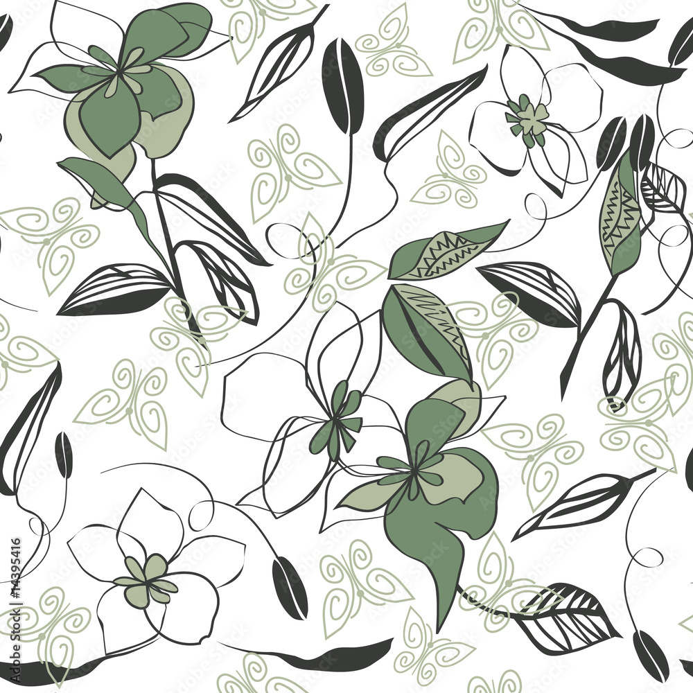 Fototapete mit Twilight Fantasy; Tricolor Seamless Vector Pattern #14395416